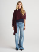 Women's Warm Cashmere Scarf with Fringe in burgundy | Live Style