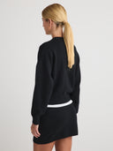 Women's cashmere button up sweater in Black