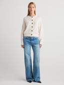 Women's cashmere button up sweater in White