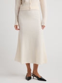 Women's cashmere knit maxi skirt in White