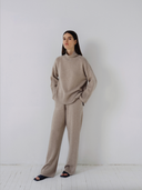 Women's taupe cashmere lounge pants