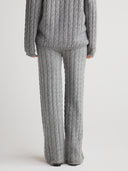 Women's wide leg cashmere cable knit  sweatpants in Grey