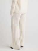 Women's wide leg cashmere cable knit  sweatpants in Ivory