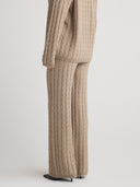 Women's wide leg cashmere cable knit  sweatpants in Taupe
