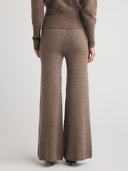 Women's wide leg silk cashmere lounge pants in Brown  |  Shop cashmere sweatpants & trousers