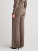 Women's wide leg silk cashmere lounge pants in Brown  |  Shop cashmere sweatpants & trousers