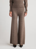 Women's wide leg silk cashmere lounge pants in Brown  |  Shop cashmere sweatpants & trousers