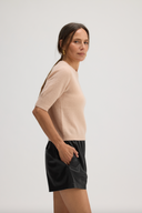 Womens Cashmere Short Sleeve tee in Pale Pink | Side View