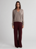 CIEL V Neck Sweater With Lace Trim - W.CASHMERE