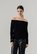 PERRY OF-THE-SHOULDER SWEATER BLACK - W.CASHMERE