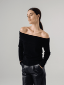 PERRY OF-THE-SHOULDER SWEATER BLACK - W.CASHMERE