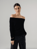PERRY OF-THE-SHOULDER SWEATER BLACK - W.CASHMERE