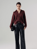 URI POLO CABLE KNIT SWEATER - W.CASHMERE