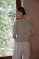 Womens Brushed Cashmere Short Sleeve Top in Earth