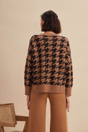 Luxury Women's Premium Knit Loungewear Cashmere Sweater Jumper in Camel | Back  View