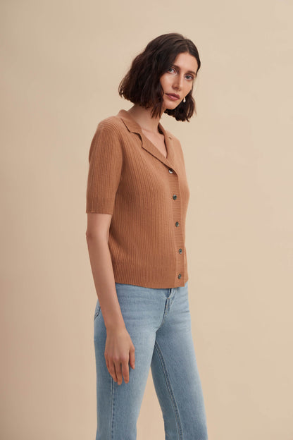 weater with collar, collar sweater, knit polo shirt, polo shirt sweater, collared sweater, camel sweater, camel cashmere sweaters, camel sweater women, camel sweater outfit, cable knit sweater，cable knit sweater womens，short sleeve sweater，short sleeve sweater women's，short sleeve sweater cardigan，short sleeve cardigan sweater ，short sleeve cashmere sweater  Edit alt text