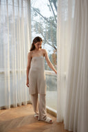 Women's Cashmere Sweatpants & Loungewear in Heather Brown | Front View