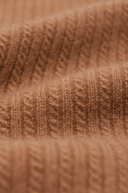Women's Collared Short Sleeve Cashmere Striking Knit Polo Top in Camel | Product Closer View